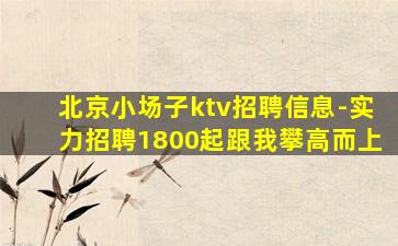北京小场子ktv招聘信息-实力招聘1800起跟我攀高而上